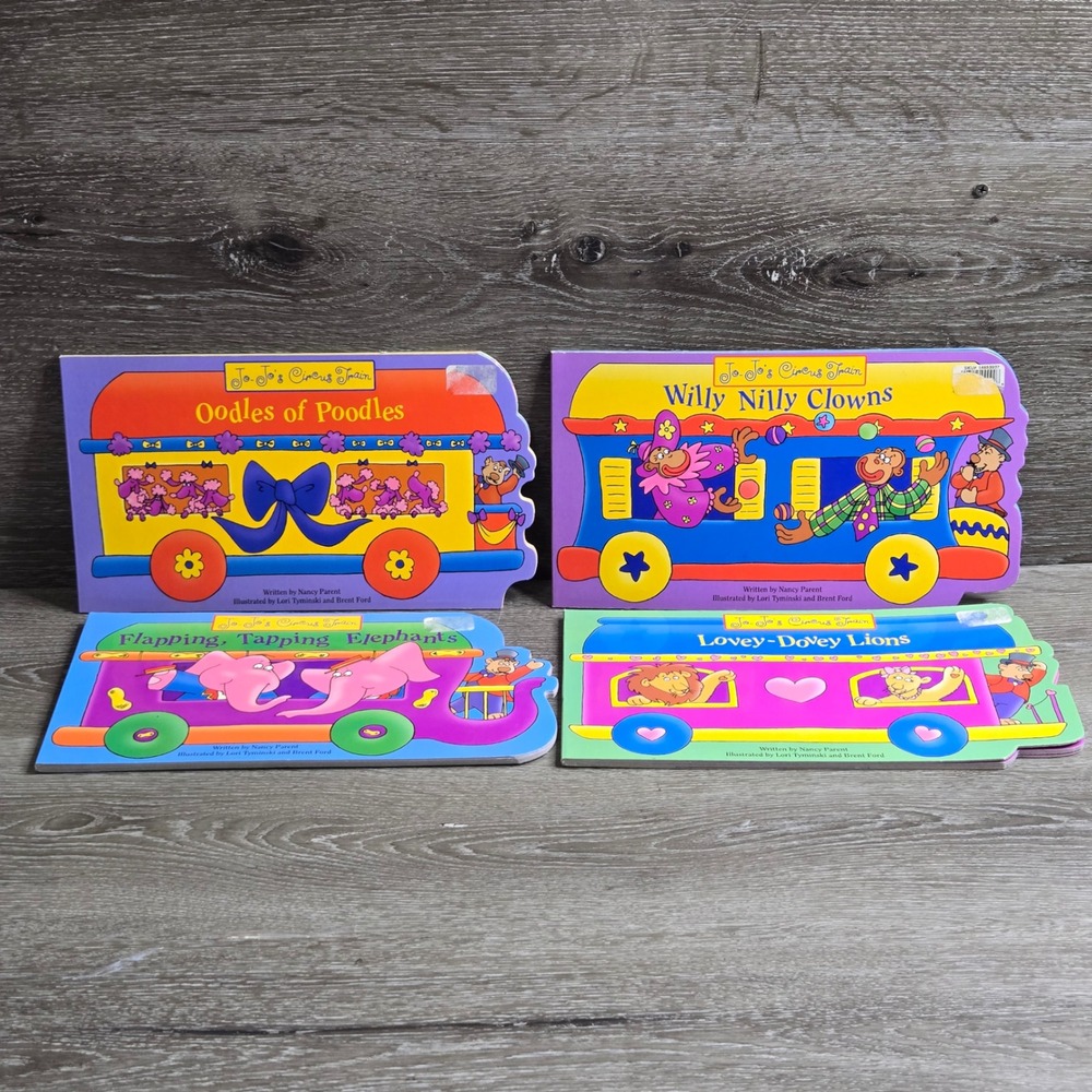 Paradise Press Jo Jo's Circus Train Board Book Lot Kids OS Multicolor Vintage
